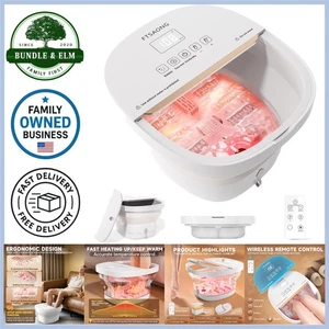 Masajeador de pies plegable spa baño con burbujas de calor chorros temporizador terapéutico para... - Imagen 1 de 11