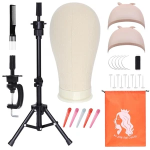 23 Zoll Perückenständer Stativ mit Kopf Set zum Stylen von Perücken, Canvas Perückenkopf mit... - Bild 1 von 9