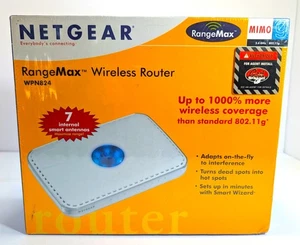 New NETGEAR WPN824 RangeMax Wireless Router MIMO 2.4GHz 108Mbps NIB - Picture 1 of 6
