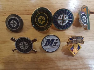 Seattle Mariners Spring Training & Past Logos MLB Baseball 7 Pin Set - Picture 1 of 1