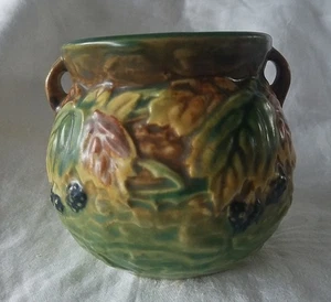 Jarrón Blackberry ROSEVILLE POTTERY 1932 567-4" con etiqueta excelente estado  - Imagen 1 de 12