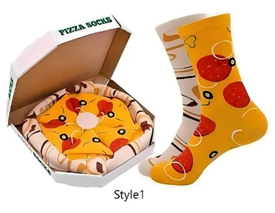 FUNKY SOCKS Novelty Funky Bring Me Pizza Box Socks Funny Ladies Mens Gift 4 Pairs Inside