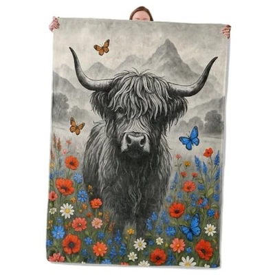 Highland Cow Blanket Gifts for Women Girls Kids, Soft Warm Lightweight Flannel  - Image 1 of 4