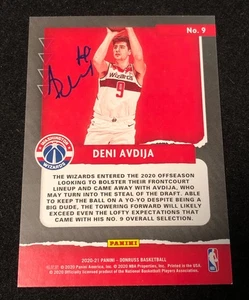 Deni Avdija Signed Panini Hoops 2020-21 Trading Card Washington Wizards - Bild 1 von 2