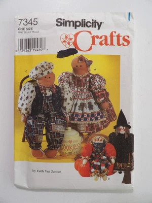 Simplicity 7345 Stuffed 31" Halloween Gingerbread Dolls & Clothes Uncut Pattern - Image 1 of 3