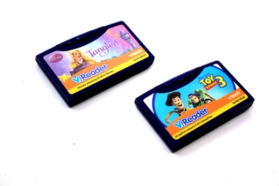 Lot 2 VTech V Reader Cartridges Games Toy Story 3 - Tangled - Image 1 of 3