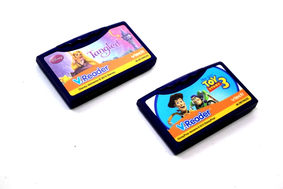 Lot 2 VTech V Reader Cartridges Games Toy Story 3 - Tangled - Image 1 of 3