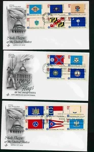US First Day of Issue State Flags of the US, Series of 1976, Set of 10 - Picture 1 of 4