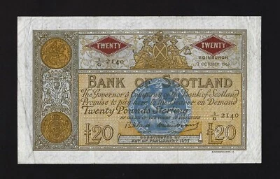 BANK OF SCOTLAND 20 POUNDS 1963 P-94 VF+ RARE ENGLAND Great Britain - Image 1 of 2