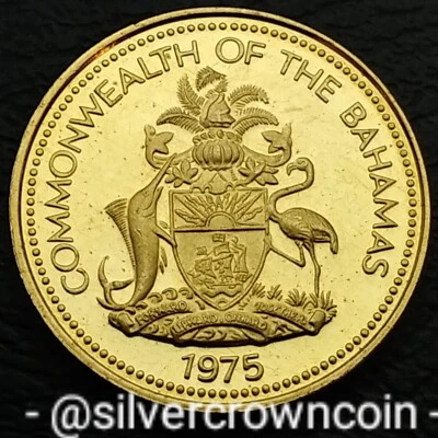 Islas Bahamas 1 centavo 1975 prueba FM. KM#59. Moneda de un centavo. Estrella de mar. Bahamas. H Foto 1 de 4