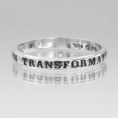 Sterling Silver In Transformation Motivational Saying Stackable Ring Sizes 4-15 - Image 1 of 4
