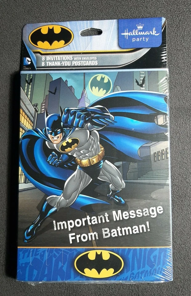 Batman Superhero 8 Birthday Party Invites Invitations & Thank You Cards Hallmark