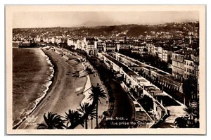 Vue Prise Du Chateau Nice RPPC View Taken From The Castle Aerial View Boats Pier - Picture 1 of 2