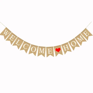 2.8M WELCOME HOME Banner Burlap Banner for Home Decoration Family Party - Picture 1 of 12