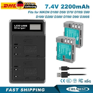 2x EN-EL3e EL3a batteria + doppio caricabatterie per Nikon D100 D200 D300 D70 D80 D90 D50 - Foto 1 di 12