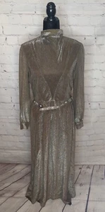 Vtg Custom Saks Fifth Ave 60/70's Iconic Gold Bronze Metallic Lame Long Dress S - Picture 1 of 10