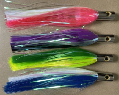 KOOLAFISHING Islander Iland Style Trolling Lures Cup Flat Fishing Skirts Large 9 inch 4 Pack