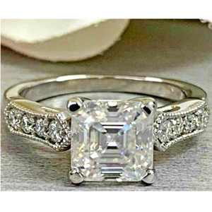 2,75Ct Asscher Simulierte Diamant Solitär Verlobungsring 925 Sterlingsilber - Bild 1 von 6