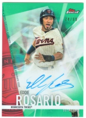 2017 TOPPS FINEST EDDIE ROSARIO AUTO GREEN REFRACTOR #/99 NATIONALS BRAVES TWINS - Image 1 of 2