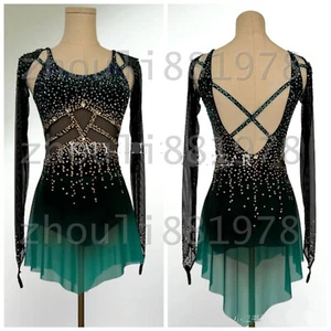 Eiskunstlaufkleid Damen / Mädchen Eislaufkleid Spandex schwarz gefärbt - Bild 1 von 6