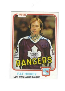 Autographed 1981-82 O-Pee-Chee OPC PAT HICKEY New York Rangers Card #318 w/COA - Picture 1 of 1