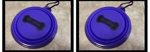 2 RuffnRuffus Travel Dog Food Water Bowl w Carabiner Collapsible dog bowl Purple