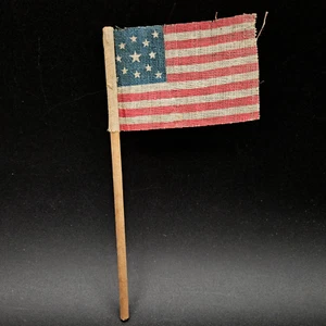 Antique 13 Star American Parade Flag Gauze Centennial Medallion 2" x 3" Apprx - Picture 1 of 16
