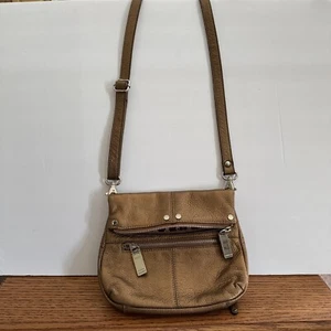 TIGNANELLO Gold Leather Crossbody Hand Bag Purse With Adjustable Strap - Picture 1 of 7