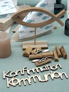 Tischdeko Salbei Creme Fisch Kommunion Konfirmation 20 Personen - Bild 1 von 7