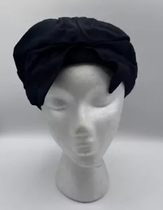 DK marineblaues Leinen 1940 1950 Vintage Damen Turban, Mütze, Motorhaube Union hergestellt - Bild 1 von 6