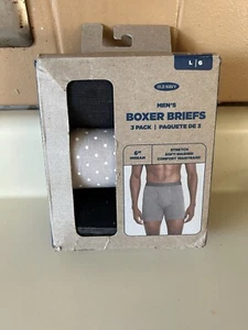 Old Navy Men's Boxer Briefs 3 PAcks Dots  Gray  6” Inseam Size Large  Stretch - Picture 1 of 5