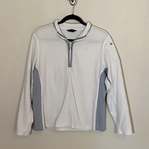Lands End Youth Solid Cream Gray Pullover Zip Fleece Size Large 14 16 Jacket - Picture 1 of 8