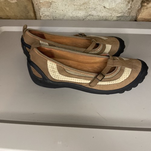 Clarks PRIVO T Strap mocassini da guida donna taglia Ballerine a rete in pelle marrone 6 M