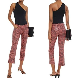 Pantalones de mezclilla para mujer J Brand Selena rojos con estampado de serpiente tiro medio talla 29 adelgazantes - Imagen 1 de 12