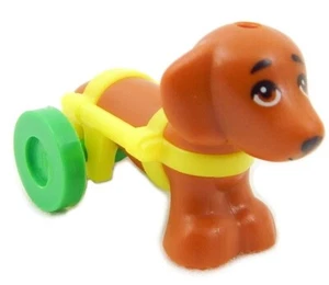 NEW LEGO DACHSHUND w/Wheelchair Harness animal dog minifig city friends wheels - Picture 1 of 1