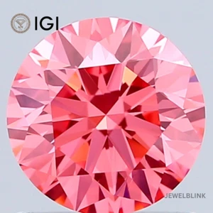 IGI Certified 1.02 Carat Fancy Vivid Pink VS2 Round Cut CVD Lab Grown Diamond - Picture 1 of 16