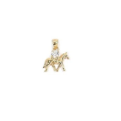 Pendentif Cheval Diamant Cz 18mm Plaqué Laminé Or 18K De Dolly-Bijoux