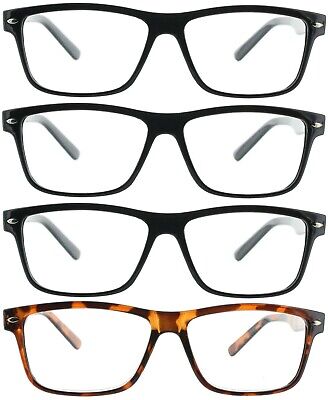4 Pair Pack Reading Glasses Readers Men Women Square Classic Frame • 9.95$