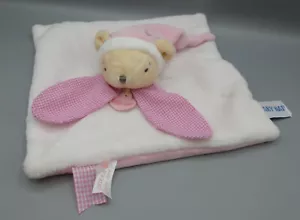 Baby Nat Pink White Teddy Bear Baby Comforter Blankie Blanket Soother Hat - Picture 1 of 4