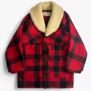 Filson Style 86 Double Mackinaw Wool Packer Coat 40 Red Black Buffalo Plaid - Picture 1 of 7