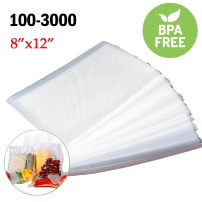 100-800 Quart 8"x12" Embossed Vacuum Sealer Bag Food Saver Storage Package 4Mil - Image 1 of 4