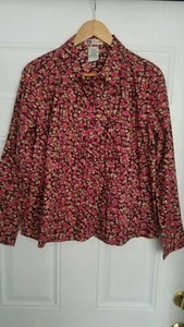 Women's Faded Glory Cotton Colorful Floral Stretchy Relaxed Fit Stylish Shirt L - Picture 1 of 12