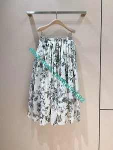 2025 early spring gray high waisted pleated printed half skirt smlxl - Picture 1 of 1