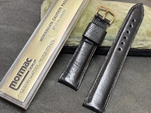 Correa de reloj vintage de piel de becerro 3/4 de 19 mm cosida y acolchada negra de un solo guardián años 50 - Imagen 1 de 6