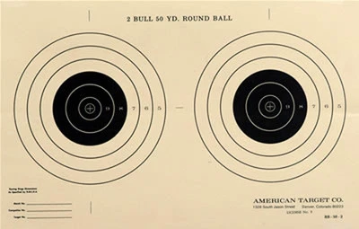 AMERICAN TARGET RB-50-2 Official NMLRA 50 Yard Round Ball Target [9" x 14"], 20 on tagboard