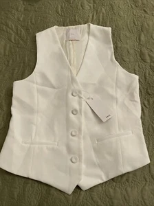 Mango MNG Women’s Vest Sz ~S~Chaleco White Color - Picture 1 of 8