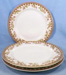 3 Haviland & Co Salad Plates Schleiger 969 Pink Flowers Green Scrolls Antique - Picture 1 of 5