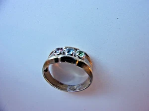 Sterling Silver Fashion Ring With Multi Colored Stones Size 6-1/2 - Picture 1 of 7