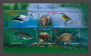 Moldova 2014 Fauna, Birds, Fish, Snails, MNH sheet - Picture 1 of 1