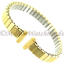 8-11mm Marcco Lines Gold Tone Stainless Steel Expansion Ladies Watch Band 8371